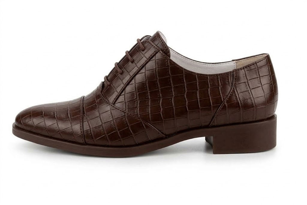 Timeless women's dress Oxfords crafted in smooth leather, offering sleek lines and sophisticated style for professional and smart attire, in dark brown leather with round toe and chunky rubber lug sole - Florence KOOIJMAN